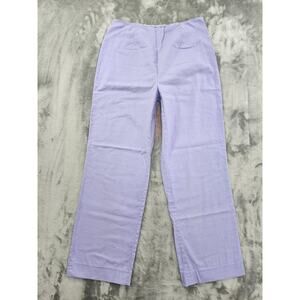 Dialogue Linen Cotton High Rise Straight Leg Pants Size 16 Purple Boho Earthy